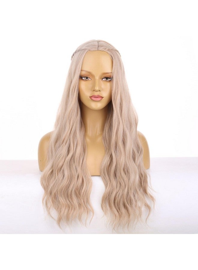 RightOn Long Blonde Wig Long Wavy Blonde Wig with Braid 70S Wigs for Women Halloween Cosplay Party