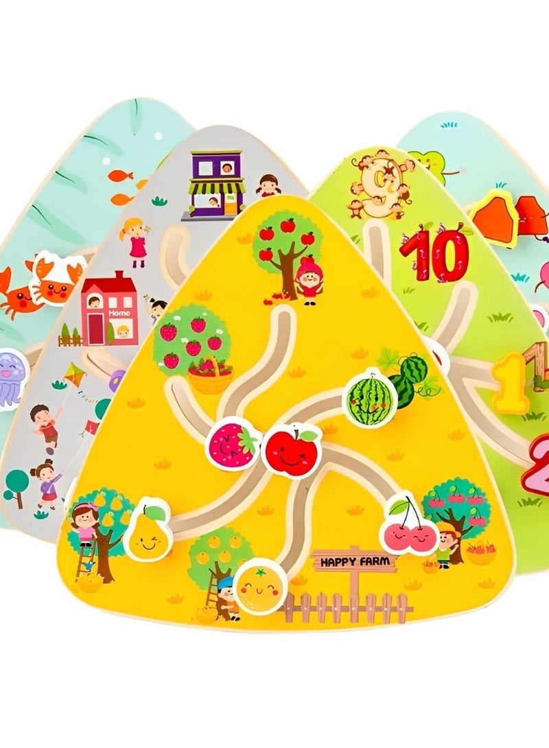 Pairing Maze & Assemble Cognitive Wooden Puzzles for Toddlers, Teacher Parents Early Learning Support Tools, Montessori Motor & Sensory Skill Development Shape Matching Toys (Ocean Track Pattern)  - Image 2