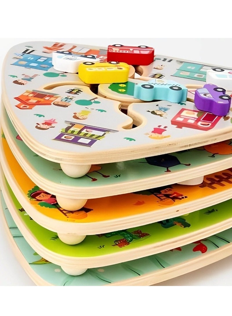 Pairing Maze & Assemble Cognitive Wooden Puzzles for Toddlers, Teacher Parents Early Learning Support Tools, Montessori Motor & Sensory Skill Development Shape Matching Toys (Ocean Track Pattern)  - Image 5