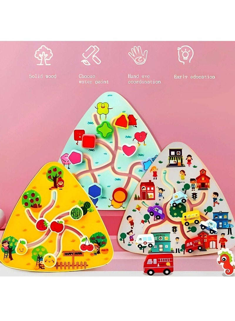 Pairing Maze & Assemble Cognitive Wooden Puzzles for Toddlers, Teacher Parents Early Learning Support Tools, Montessori Motor & Sensory Skill Development Shape Matching Toys (Ocean Track Pattern)  - Image 4