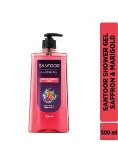 Santoor Brightening Shower Gel With Natural Saffron & Marigold Extracts| For Men & Women| For Glowing Skin| Suitable For All Skin Types| No Parabens| No Silicones| 500Ml  - Image 2