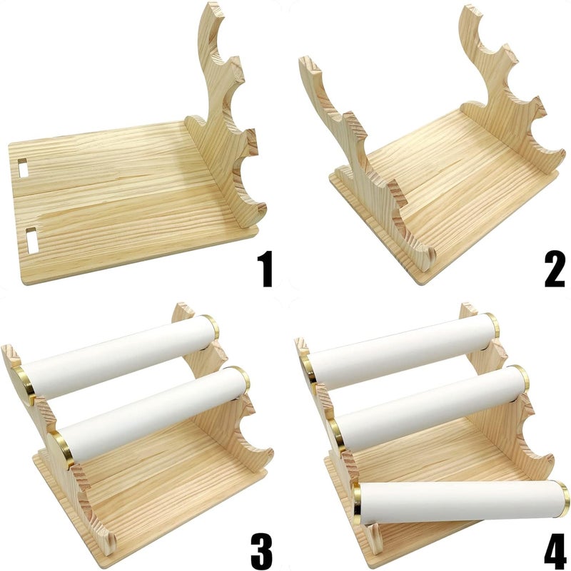 Crobat 3 Tiers Jewelry Stand Bracelet Holder Velvet Watch Display Organizer Beige - Image 5