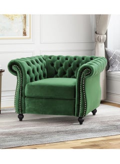Maharat Al Bahar MAB FURNISHINGS Luxury Velvet Tufted Sofa Set - 3 Seater, 2 Seater, and 1 Seater for Living Room, Hallways, Offices, Bedroom (Green)  - Image 4