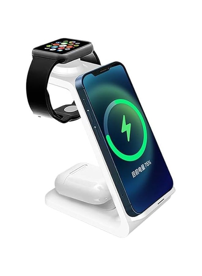 TRASSLE - 3 in 1 Charging Station for iPhone Device, Wireless Charger for iPhone, GALAXY & Apple Watch - Wireless Charging Stand Dock for AirPods - Image 1