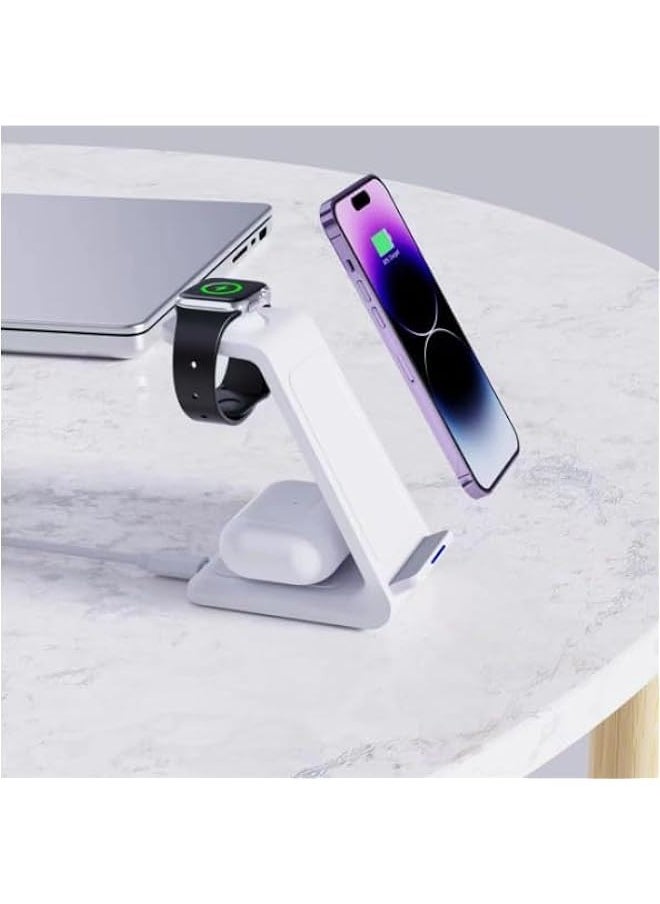 TRASSLE - 3 in 1 Charging Station for iPhone Device, Wireless Charger for iPhone, GALAXY & Apple Watch - Wireless Charging Stand Dock for AirPods - Image 1
