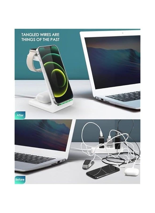 TRASSLE - 3 in 1 Charging Station for iPhone Device, Wireless Charger for iPhone, GALAXY & Apple Watch - Wireless Charging Stand Dock for AirPods - Image 1