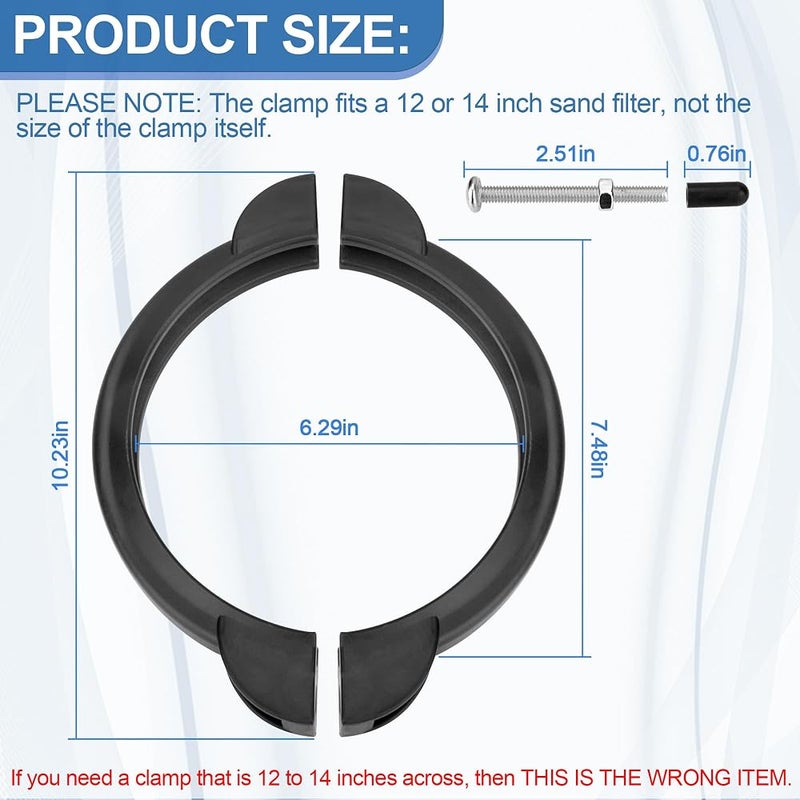 Ophjerg Pool Filter Clamp 11380 for Intex Sand Filter Pump Clamp, Sand Filter Valve Clamp Replacement Intex 12 & 14 Inch Sand Filter- Pool Sand Filter Replacement Parts Included O-Ring and Screws - Image 3