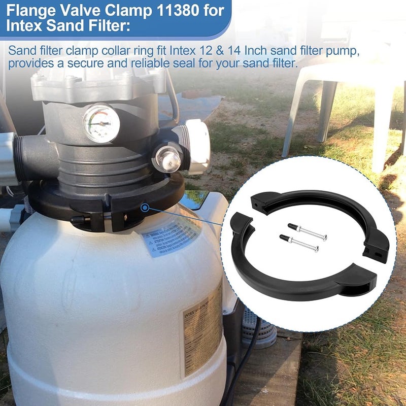 Ophjerg Pool Filter Clamp 11380 for Intex Sand Filter Pump Clamp, Sand Filter Valve Clamp Replacement Intex 12 & 14 Inch Sand Filter- Pool Sand Filter Replacement Parts Included O-Ring and Screws - Image 2