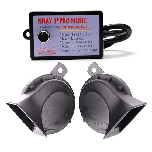 AOLIHAN Multitone Car Horns Upgrade 12V Adjust 12tone Twin Horn 130db Electric Motorcycle Train Horn with 12tone Controller Perfect for Car Motorcycle Truck Boat