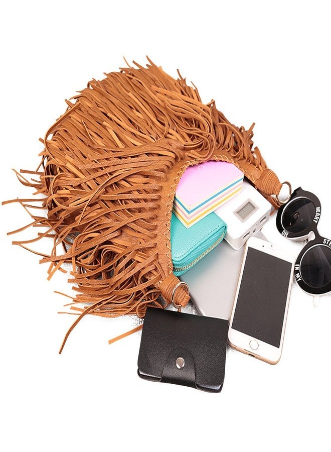 LUI SUI Women's Fashion Fringed Shoulder Bag Tassel Cross Body Bags (Brown) - Image 5