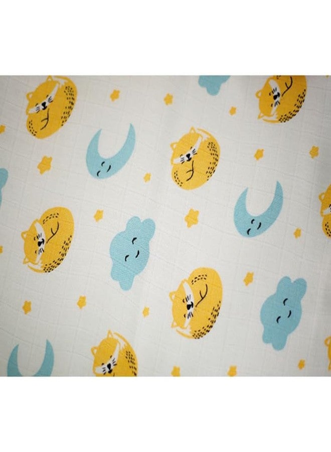 FawnFeel Burp Cloth for Newborn Baby, Infants & Toddlers I Bamboo Based Fabric Breathable, Soft, Fast Absorbing I Cat & Moon Print I Size 52cmx26cm - Image 4