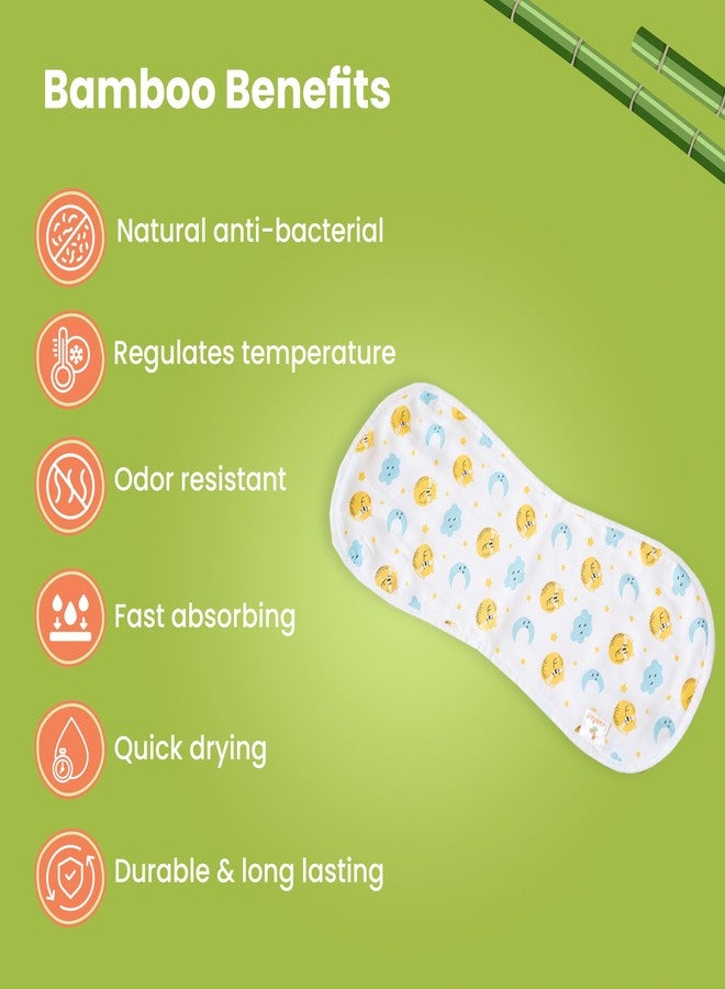 FawnFeel Burp Cloth for Newborn Baby, Infants & Toddlers I Bamboo Based Fabric Breathable, Soft, Fast Absorbing I Cat & Moon Print I Size 52cmx26cm - Image 2