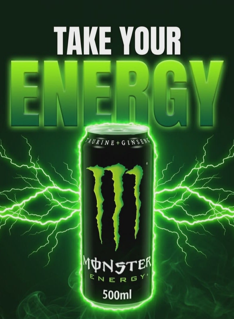 Monster Original Green Energy Drink Can - 3 Pack (500ml Each) - Image 3
