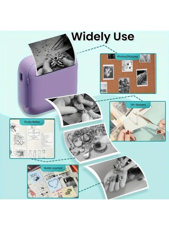 طابعة صغيرة، طابعة ورق حراري، طابعة جيب، طباعة فورية، لاسلكية، متوافقة مع أجهزة IOS / Android، تستخدم لملصقات الصور، المذكرات، أوراق الاختبارات، الإجابات الخاطئة، المجوهرات، ملصقات النقش، الرسومات، - Image 2