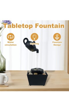 Plan A Decorative Water Fountain with Floating Teapot – LED Tabletop Waterfall and Decorative Stones – Chinese Tea Culture Inspired Design – Battery or USB Powered – Cozy Indoor Decor for Office or Home  - Image 5