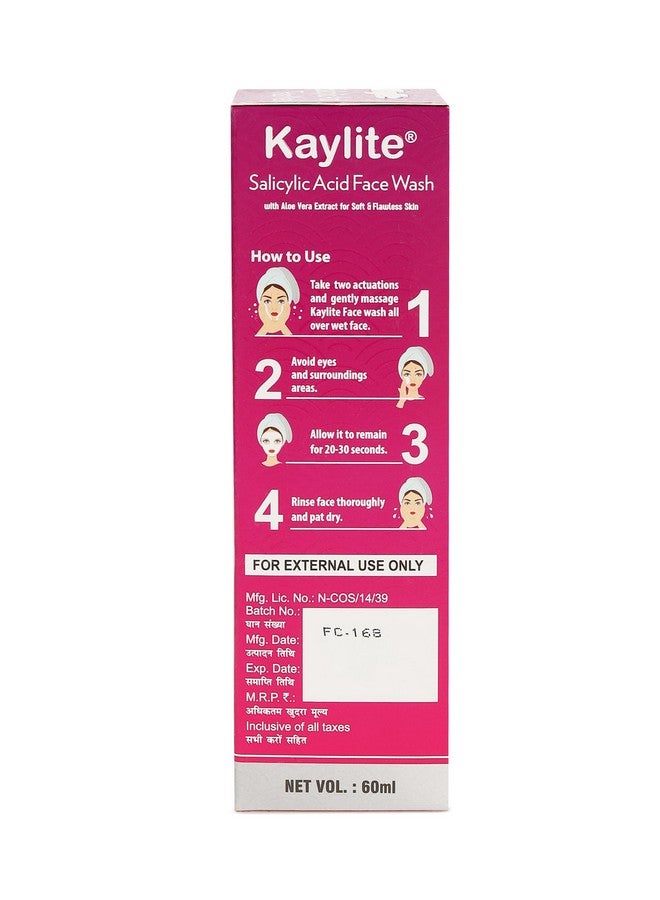 Kaylite Salicylic Acid Cleansing Face Wash with Aloe Extract for Soft and Flawless Skin For All Skin Types(Pack of 2)120 Ml - Image 2