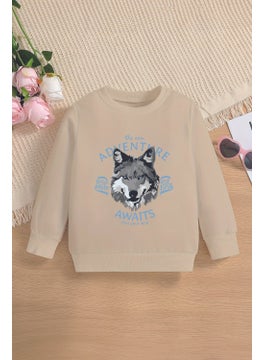 New Season Adventure Written Wolf Printed Oversize Hooded Kids Sweatshirt 14634