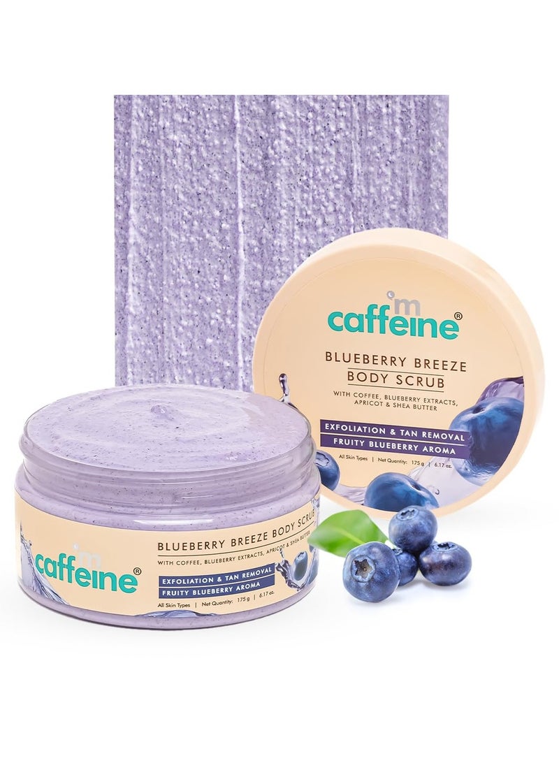 MCaffeine Blueberry Breeze Body Scrub for Glowing Skin With Coffee, Apricot & Shea Butter | Removes Tan, Nourishes, Moisturizes | Exfoliating Scrub | Fruity Aroma for Men & Women - 175G  - Image 1