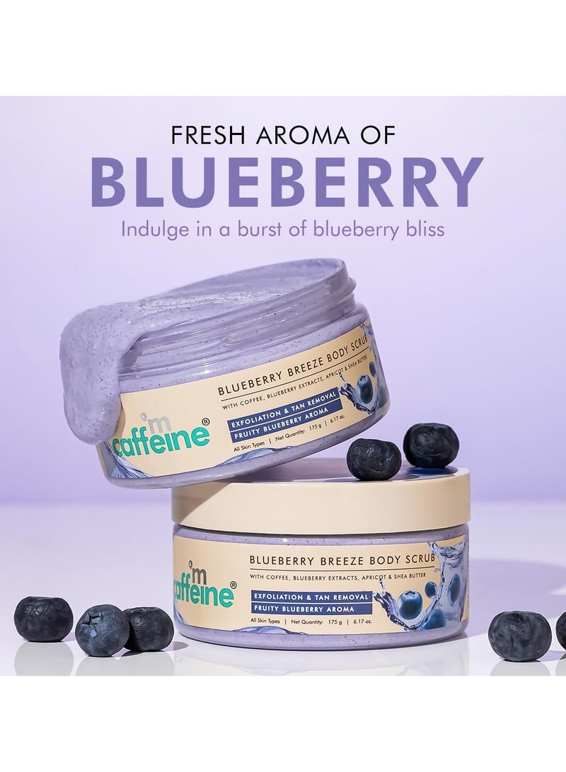 MCaffeine Blueberry Breeze Body Scrub for Glowing Skin With Coffee, Apricot & Shea Butter | Removes Tan, Nourishes, Moisturizes | Exfoliating Scrub | Fruity Aroma for Men & Women - 175G  - Image 3