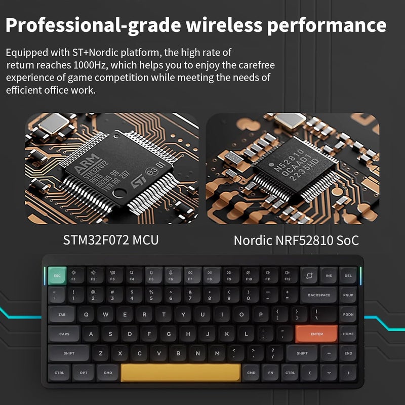 Nuphy Air75 V2 Portable 75% Mechanical Keyboard,Wireless Keyboard,Supports Bluetooth/2.4G/USB-C RGB Bluetooth Keyboards,Compatible with Windows/Mac OS/Linux Systems Black-Gateron Red Switch - Image 3