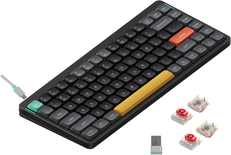 Nuphy Air75 V2 Portable 75% Mechanical Keyboard,Wireless Keyboard,Supports Bluetooth/2.4G/USB-C RGB Bluetooth Keyboards,Compatible with Windows/Mac OS/Linux Systems Black-Gateron Red Switch - Image 1