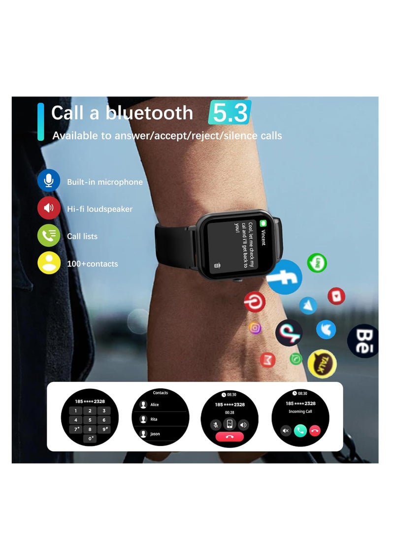 PEJE PEJE ZW01 Smartwatch - 1.83" Display, Bluetooth Calls, 15-Day Battery, IP68 Waterproof, 123+ Sports Modes, SpO2/HR/Sleep Monitor, Prayer Alerts,Smart watch Compatible Android iOS (Black) - Image 4