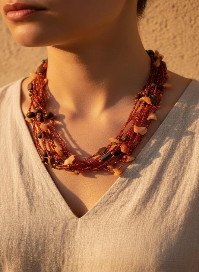 DCA Multicolor Glass/Shell Women Necklace (4236) - Image 2
