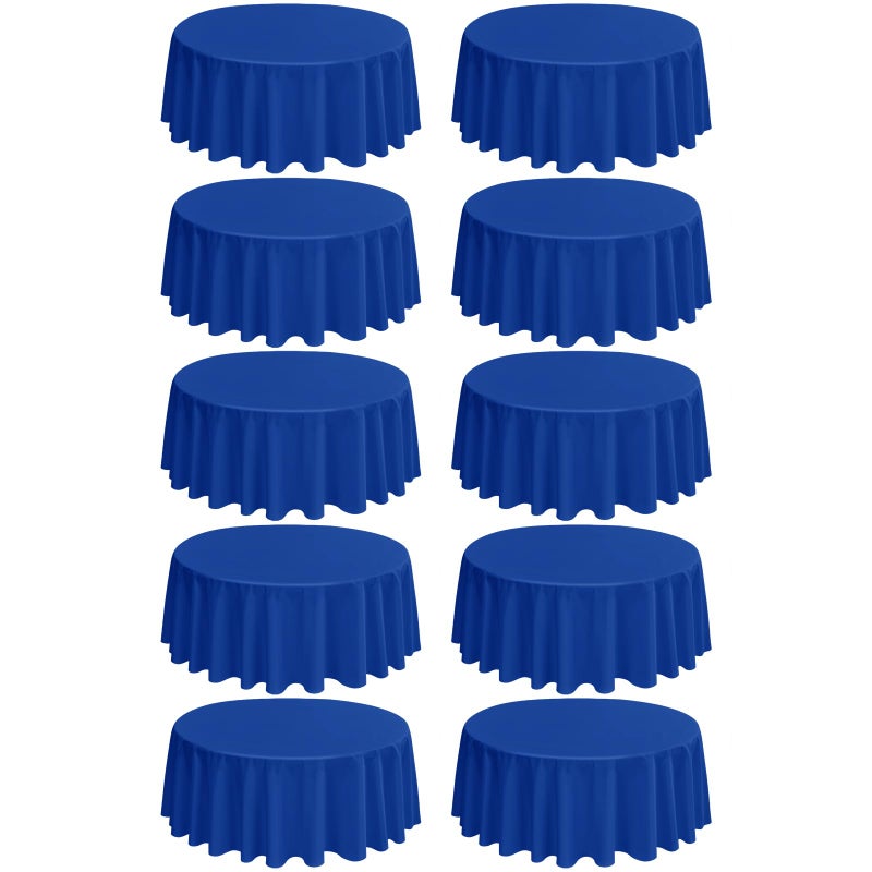Royal Blue 10Pack Round Polyester Table Cover 120 Inch Stain Wrinkle Resistant Perfect for Wedding Banquets Parties