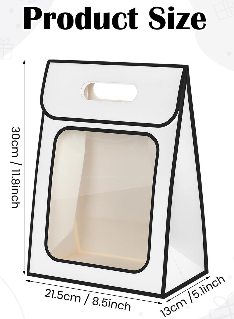 Excefore Paper Gift Bags with Clear Window, White Party Favor Bag with Handles, Transparent Present Wrap Tote Bag for Retail Shopping and Candy Packing, 10 Pieces  - Image 5