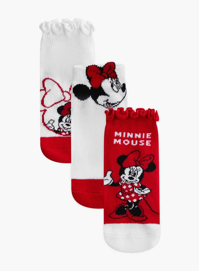 Disney Minnie Mouse  Print Ankle Lenghth Socks - Set of 3