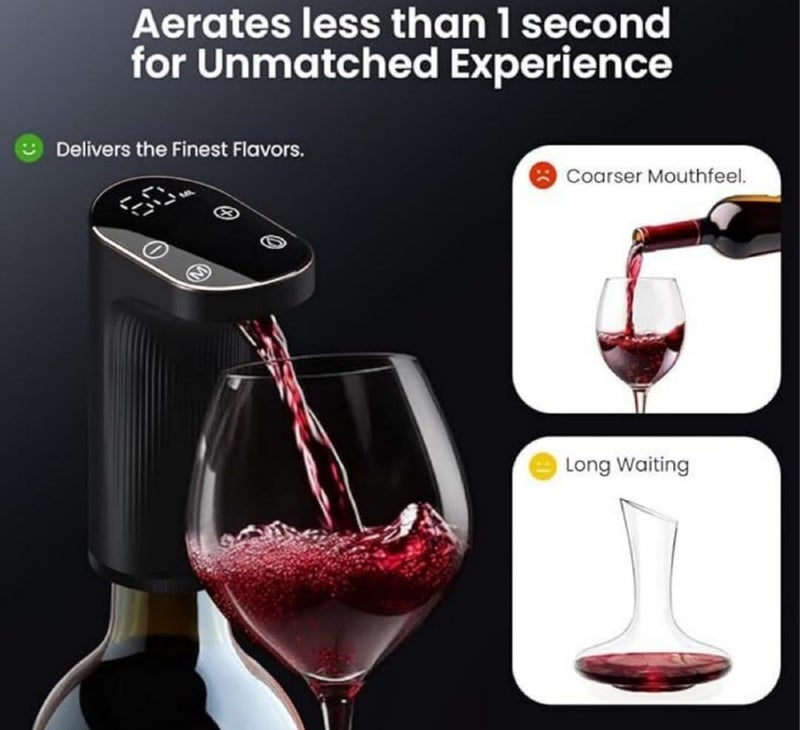 Generic Electric Wine Aerator Dispenser Digital Display Smart Pouring Control 1999ML Measurement Black  - Image 2