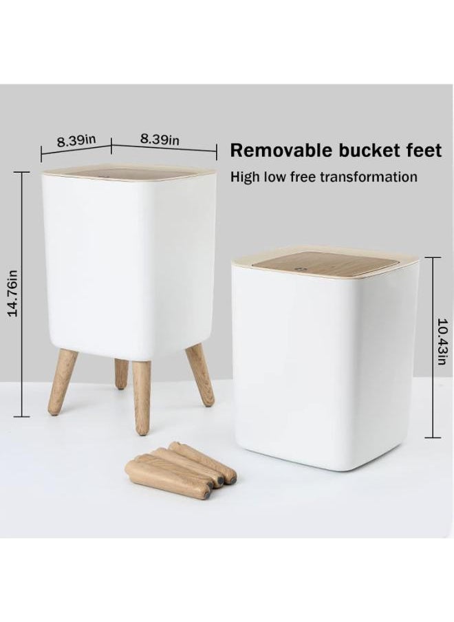 1.8 Gallon White Plastic Trash Can with Lid, Square Design, Easy to Use, Compact, Quality Material, Multipurpose, Ideal for Home, Office, Dorms