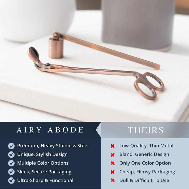 Airy Abode مجموعة إكسسوارات قاطعة فتيل الشمع وطافئ الشمع من إيري أبود – نحاسي مطفأ - Image 4