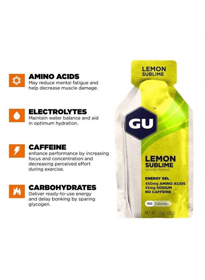 GU ENERGY GEL GU Energy Original Sports Nutrition Energy Gel, Vegan, Gluten-Free, Kosher, and Dairy-Free On-the-Go Energy for Any Workout, 24-Count, Lemon Sublime - Image 2