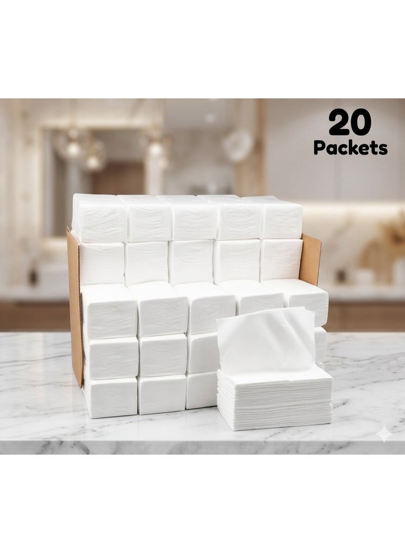 DOW Inter fold Paper Hand Towels - 2-Ply, 15GSM Ultra Soft Tissues (20 Packets x 150 Sheets) Fits Standard Dispensers - 21cm x 23cm, White - Image 1