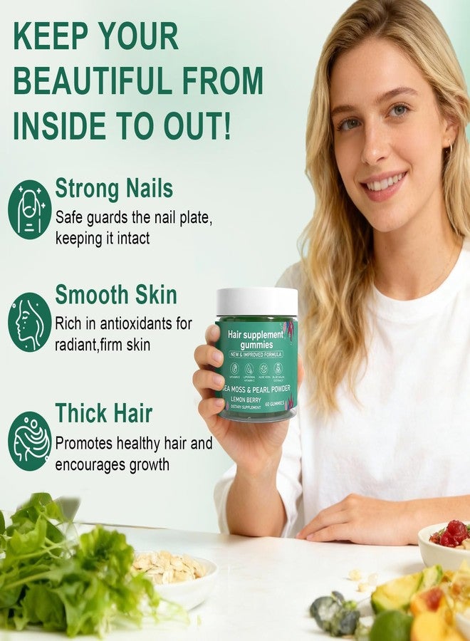 YATIME Hair Loss Gummies,Sea Moss Gummies with Vitamin C, Vitamin E, Aloe Vera, Pearl Powder Support Faster Hair Growth,Enhance Nail Elasticity,Promot Radiant Skin,Gluten-Free - 60 Count - Image 3