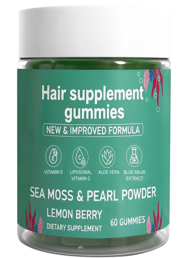 YATIME Hair Loss Gummies,Sea Moss Gummies with Vitamin C, Vitamin E, Aloe Vera, Pearl Powder Support Faster Hair Growth,Enhance Nail Elasticity,Promot Radiant Skin,Gluten-Free - 60 Count - Image 1
