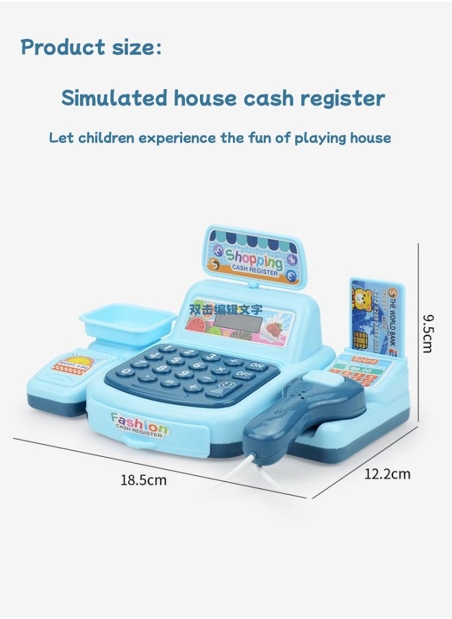 Aikenn Smart Cash Register Toy Cash Register With Calculator Toy Multi-Function Simulated Cash Register Toy Role Play Electric Cash Register Play House Cash Register Supermarket Cash Register Toy With Light And Music Suitable For Children Over 3 Years Old (Blue)  - Image 2