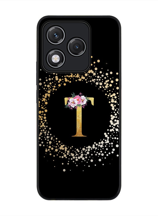 Stylizedd For Honor 400 Lite Case,Slim fit Camera Protection, Shockproof Thin Phone cover  - Custom Monogram Floral - T ( Black )
