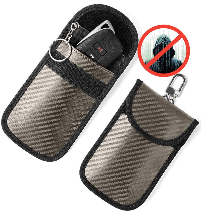 Vammcht Upgraded Faraday Bag for Key Fob 2 Pack Premium Faraday Key Fob Protector Car RFID Signal Blocking Car Security Protection AntiTheft Pouch AntiHacking Case Blocker Light Bronze - Image 3
