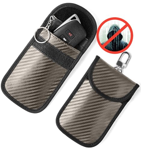 Vammcht Upgraded Faraday Bag for Key Fob 2 Pack Premium Faraday Key Fob Protector Car RFID Signal Blocking Car Security Protection AntiTheft Pouch AntiHacking Case Blocker Light Bronze - Image 1