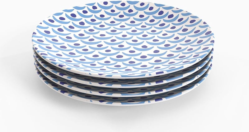 TervisHome Melamine Dinner Plates  Set of 4  MediterraBlue Collection  Durable Stonewarelike Quality Dishwasher Safe Perfect for Indoor and Outdoor Use - Image 1