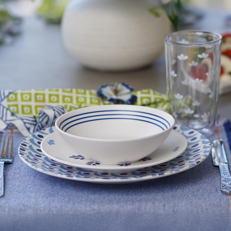 TervisHome Melamine Dinner Plates  Set of 4  MediterraBlue Collection  Durable Stonewarelike Quality Dishwasher Safe Perfect for Indoor and Outdoor Use - Image 4