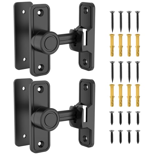 MeBantoo Sliding Barn Door Lock Hardware 90 Degree Locks for Barn Doors Flip Gate Latches for Garden Bathroom Outdoor Garage Window 2 PackBlack - Image 1