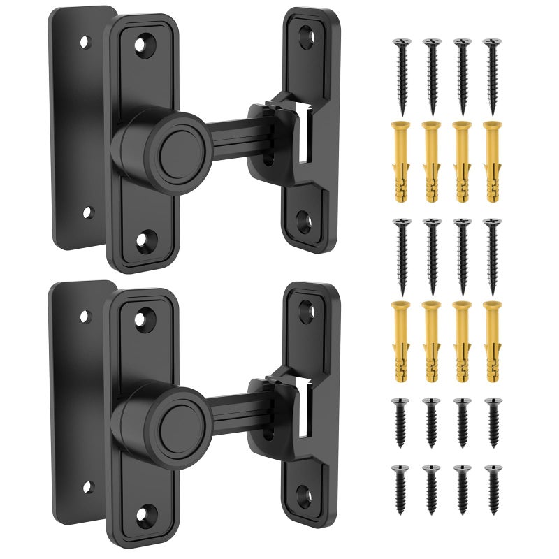 MeBantoo Sliding Barn Door Lock Hardware 90 Degree Locks for Barn Doors Flip Gate Latches for Garden Bathroom Outdoor Garage Window 2 PackBlack - Image 2
