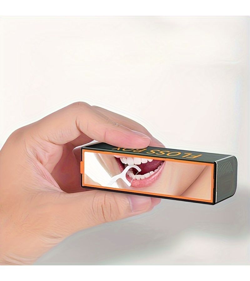 Press Type Dental Floss Picks Compact Disposable 10 Pcs Travel Mirror Case - Image 1