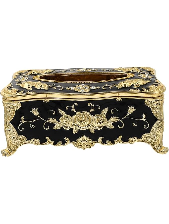 صندوق مناديل أكريليك كلاسيكي حامل مناديل أنيق على الطراز الأوروبي أسود 22X12X8.5 سم - Image 1