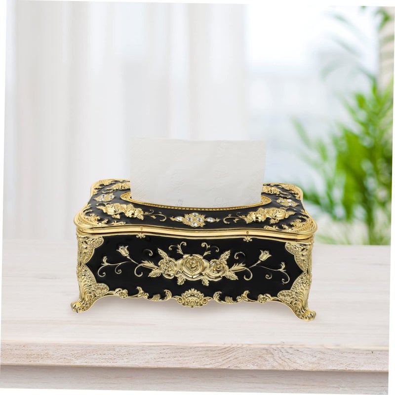 صندوق مناديل أكريليك كلاسيكي حامل مناديل أنيق على الطراز الأوروبي أسود 22X12X8.5 سم - Image 5