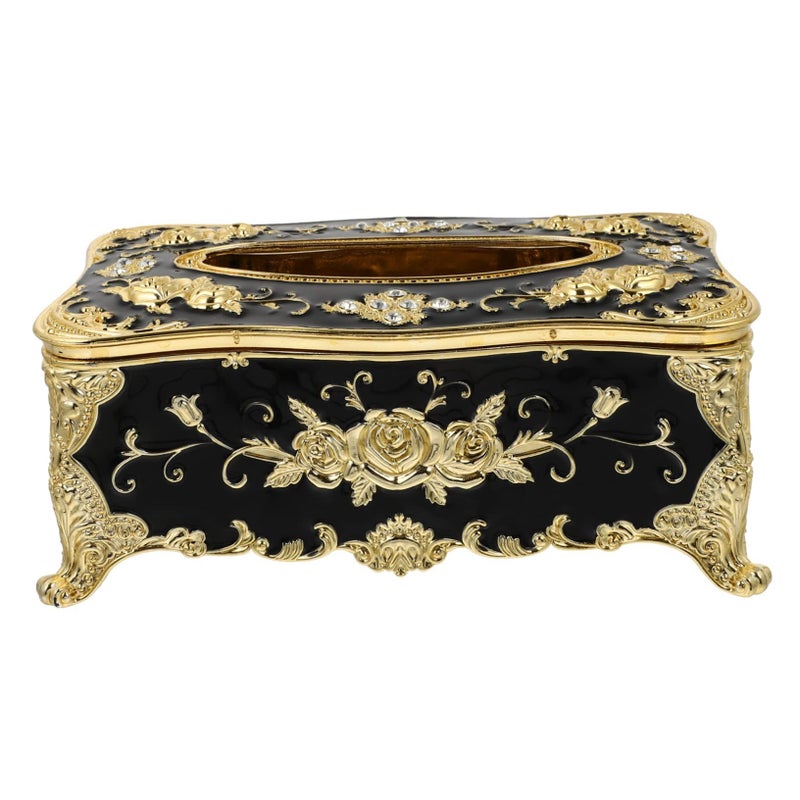 صندوق مناديل أكريليك كلاسيكي حامل مناديل أنيق على الطراز الأوروبي أسود 22X12X8.5 سم - Image 2