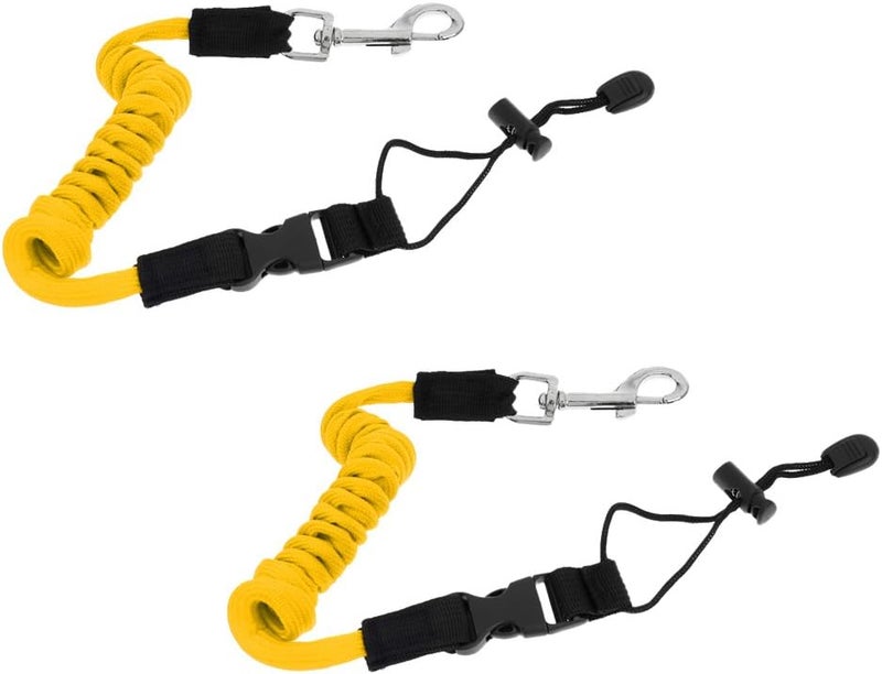 klarako 2X 140cm Universal paddle Leashes, Safety Stretch Boat Fishing Rod Pole Lanyard, Bungee Rope & Clip, Water Sports Surfing Paddle Accessories - Image 1